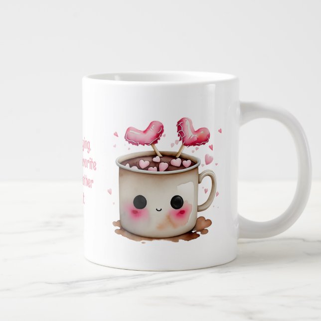 Grande Tasse Aquarelle rose et crème mignonne Coeurs de cacao c (Droite)
