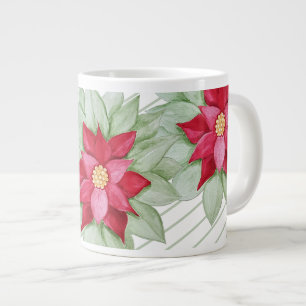 Grande Tasse Aquarelle Star de Noël Poinsettia