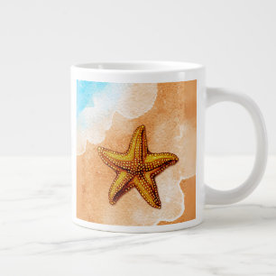 Grande Tasse Aquarelle Starfish sur la plage