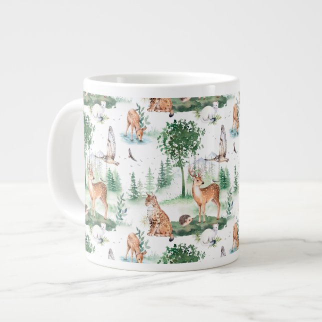 Grande Tasse Aquarelle Woodland Baby Motif animal (Devant gauche)