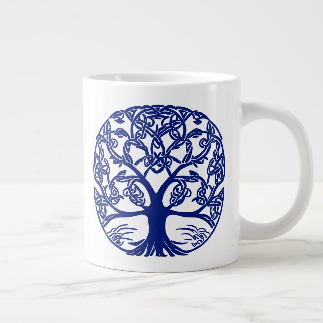 Grande Tasse Arbre à noeuds celtiques dans Indigo Blue (Droite)