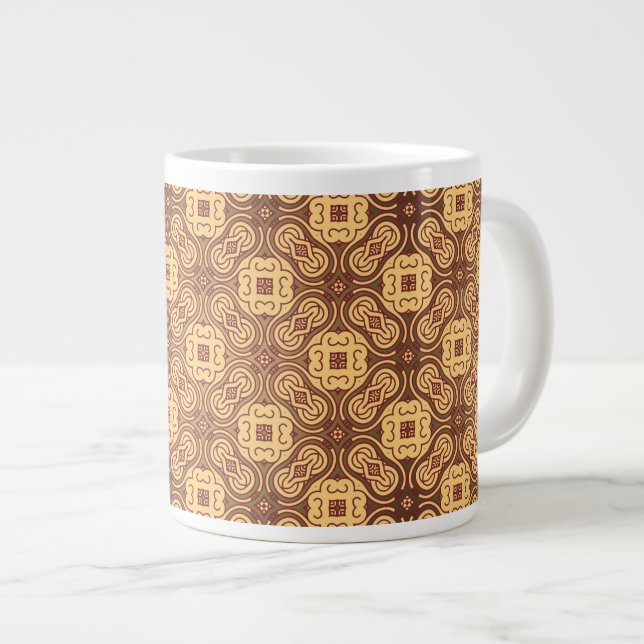 Grande Tasse arrière - plan motif rétro coloré (Devant droit)