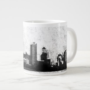 Grande Tasse Arrière - plan sale de ville en noir et blanc