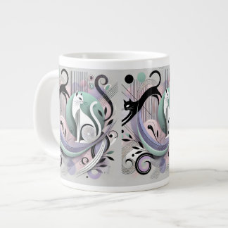 Grande Tasse Art Chat Abstrait moderne - Mug élégant pour l'amo