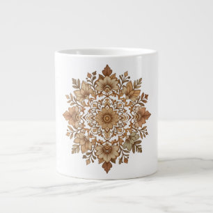 Grande Tasse Art floral mandala complexe tons bruns