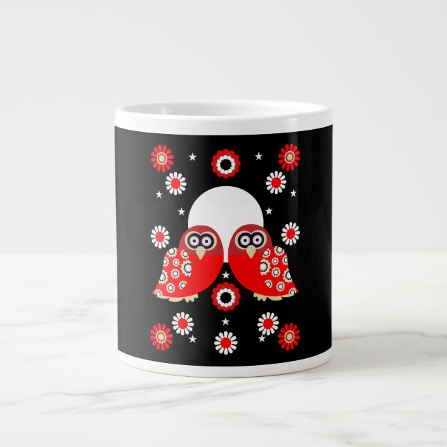Grande Tasse Art populaire de Chouette scandinave (Devant)