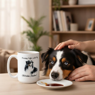 Grande Tasse Australian Shepherd Black Watercolor personnalisen