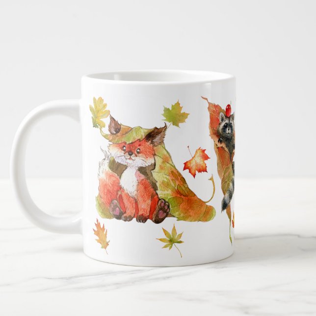 Grande Tasse Automne Automne Cute Animaux Clipart (Gauche)
