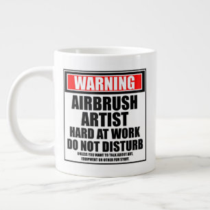 Grande Tasse Avertissement Artiste Aérographe Dur Au Travail