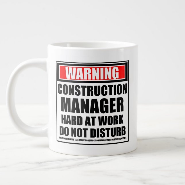 Grande Tasse Avertissement Chef De Construction Dur Au Travail (Gauche)