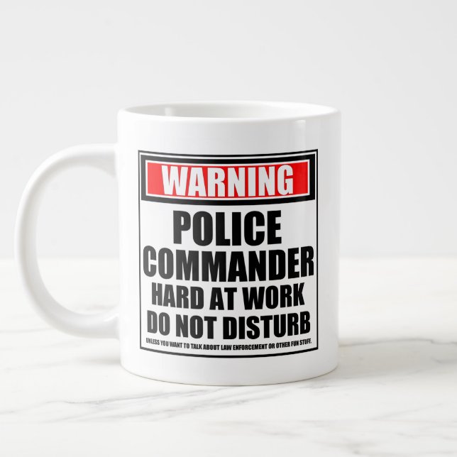 Grande Tasse Avertissement Commandant De Police Dur Au Travail (Gauche)