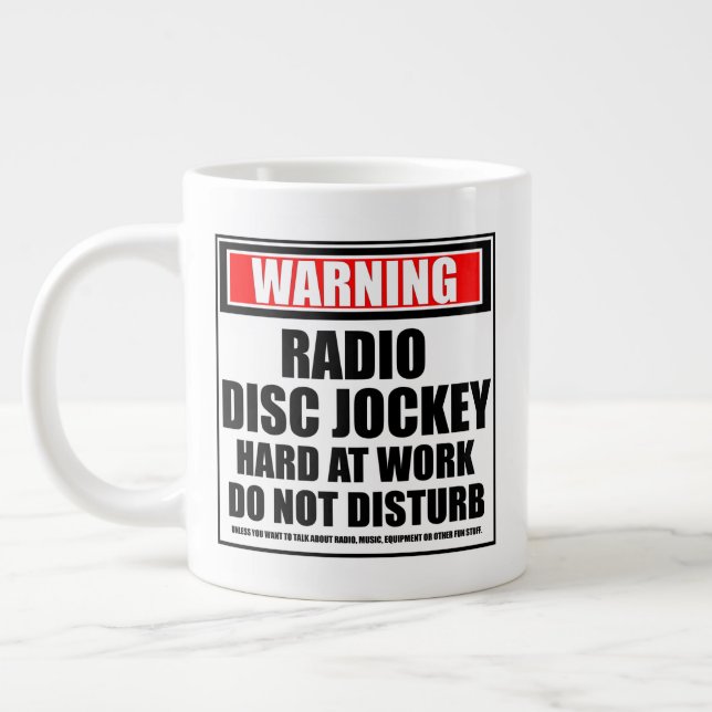 Grande Tasse Avertissement Disque Radio Jockey dur au travail (Gauche)