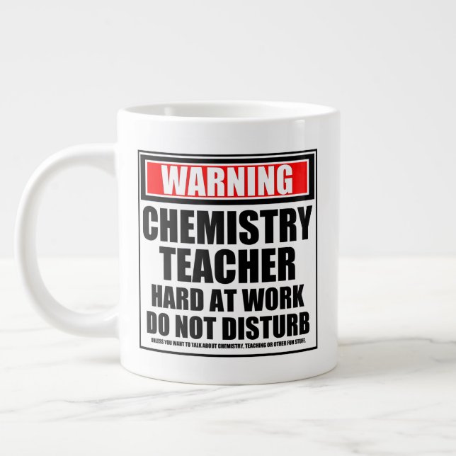 Grande Tasse Avertissement Enseignant En Chimie Dur Au Travail (Gauche)