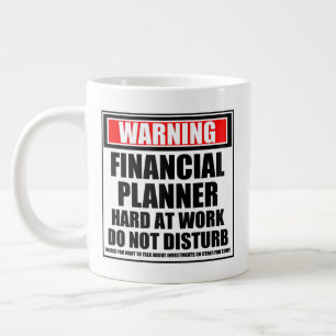 Grande Tasse Avertissement Planificateur Financier Dur Au Trava