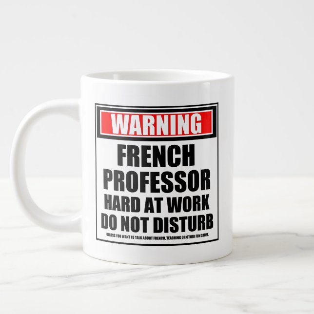 Grande Tasse Avertissement Professeur français dur au travail (Gauche)