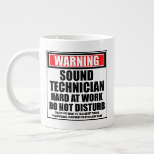 Grande Tasse Avertissement Technicien De Son Dur Au Travail
