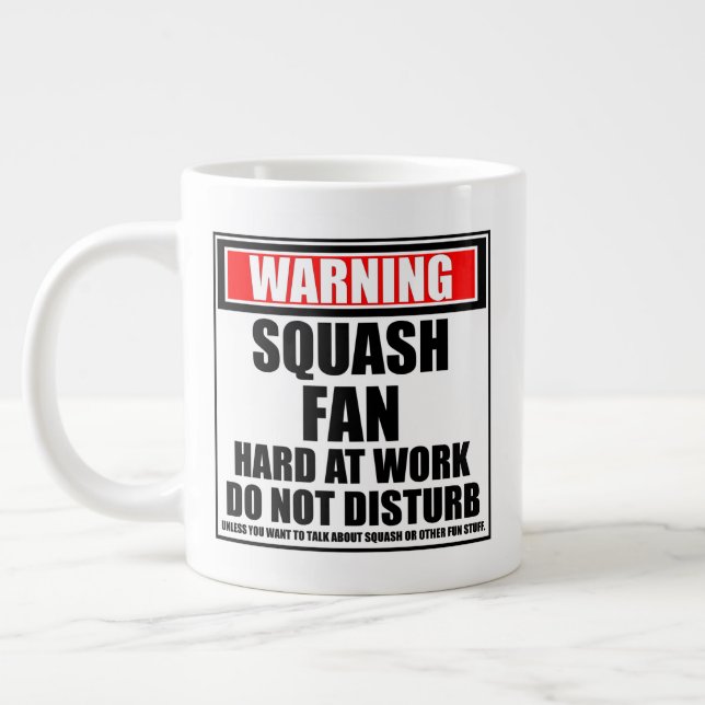 Grande Tasse Avertissement Ventilateur De Squash Dur Au Travail (Gauche)