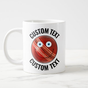 Grande Tasse Balle de cricket Personnalisé Visage Happy Et Text