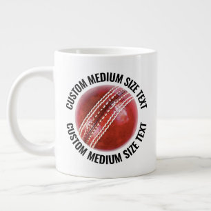 Grande Tasse Balle de cricket personnalisée avec texte de taill