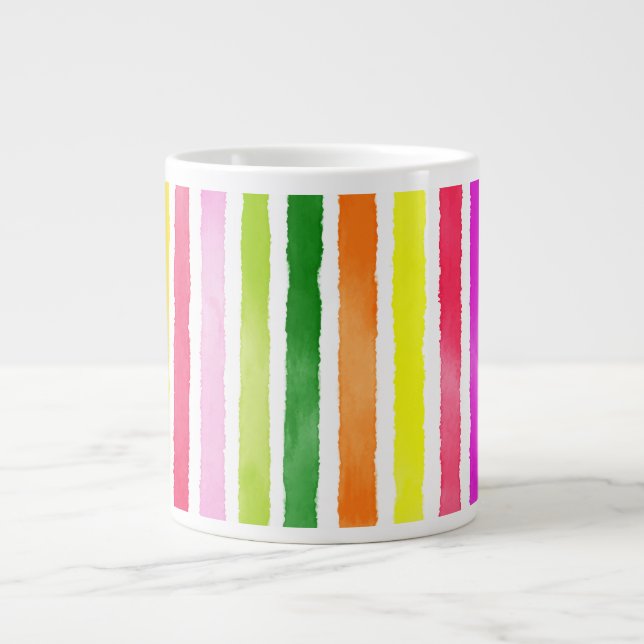 Grande Tasse Bandes arc-en-ciel dessinées à la main (Devant)