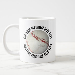 Grande Tasse Baseball personnalisé avec texte de taille moyenne