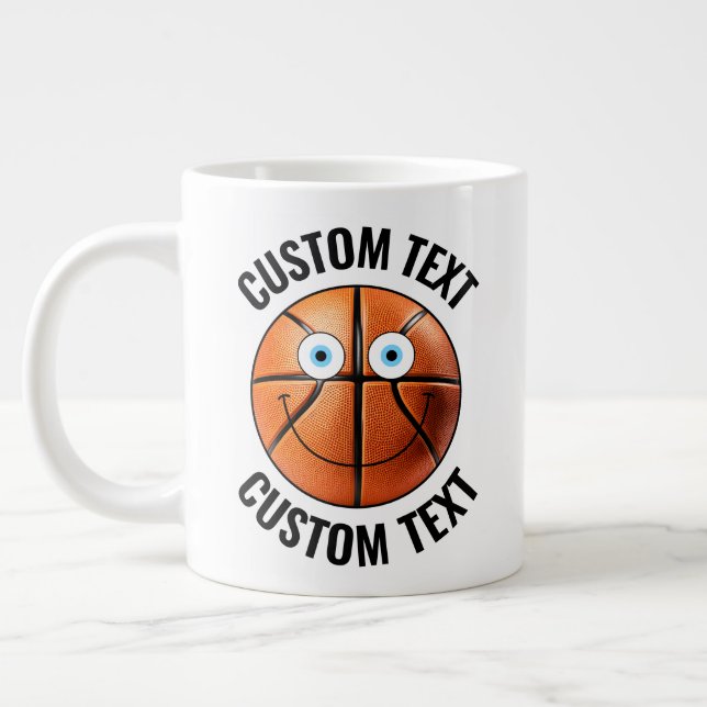 Grande Tasse Basketball Personnalisé Visage Heureux Et Texte Pe (Gauche)