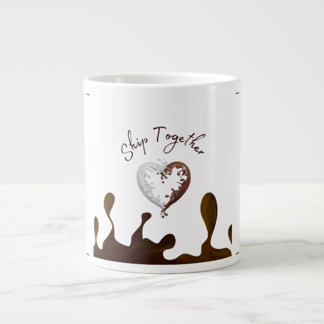 Grande Tasse Bateau Ensemble Saint Valentin Mug Coeur de chocol (Devant)