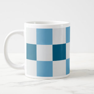 Grande Tasse Bâton Carré Motif en tableau blanc et bleu
