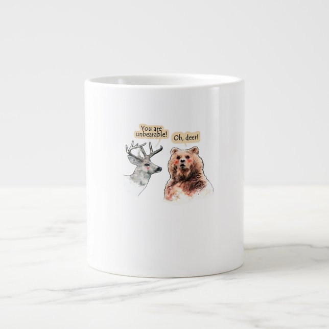 Grande Tasse Bear And Deer Conversation Funny Wildlife Design  (Devant)