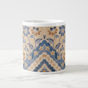 Grande Tasse Beau Bleu Beige Batik Jardin Spécialité Mug