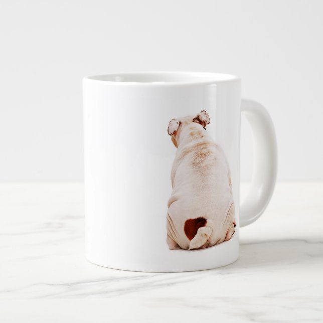 Grande Tasse Beau chien drôle blanc Bulldog (Devant droit)