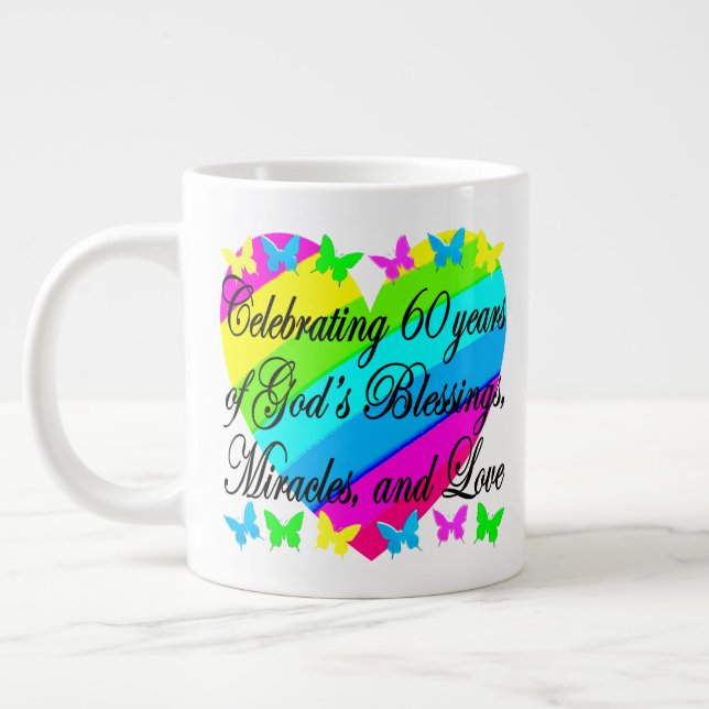GRANDE TASSE BEAU DIEU AIMANT 60E ANNIVERSAIRE MUG (Gauche)