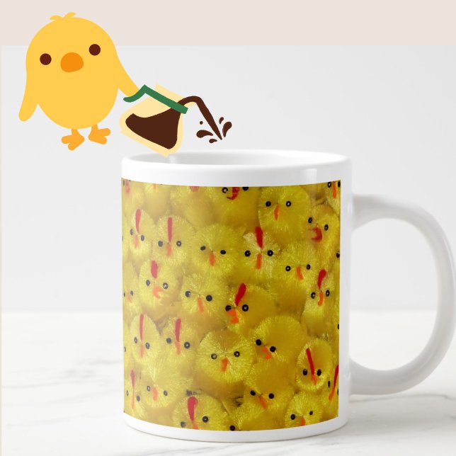 Grande Tasse Bébés mignons de Pâques Jaunes JUMBO Mug (A fun, bright yellow chicks pattern mug for your morning coffee routine. Cute and funny!)