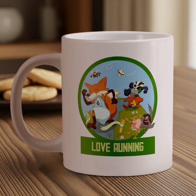 Grande Tasse Belle Bois Animaux Aimer Courir Fox Cartoon (Créateur téléchargé)