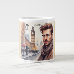 Grande Tasse Big Ben, bel homme aux yeux joyeux à Londres