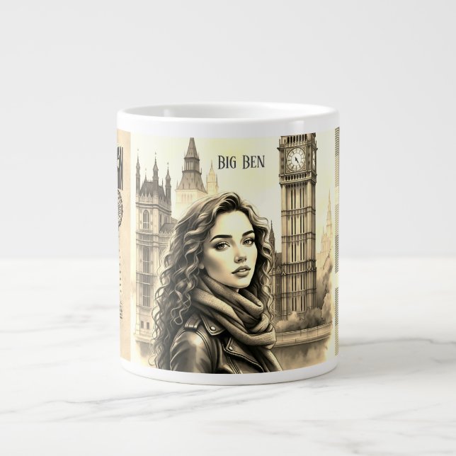 Grande Tasse Big Ben Horloge, Voyageuse à Big Ben Londres (Devant)