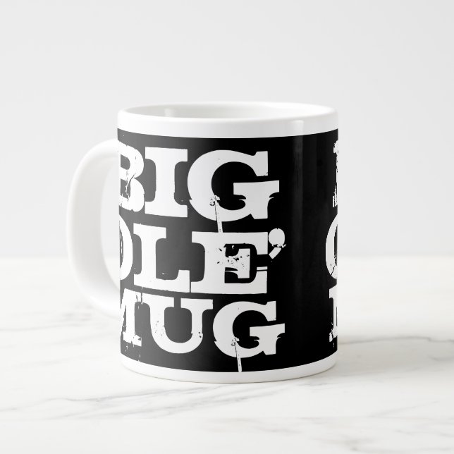 Grande Tasse Big Ole' Mug, Giant Jumbo Coffee Mug, Noir/Blanc (Devant gauche)