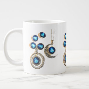 Grande Tasse Bijoux de Noël Arbre bleu noir brillant Lune