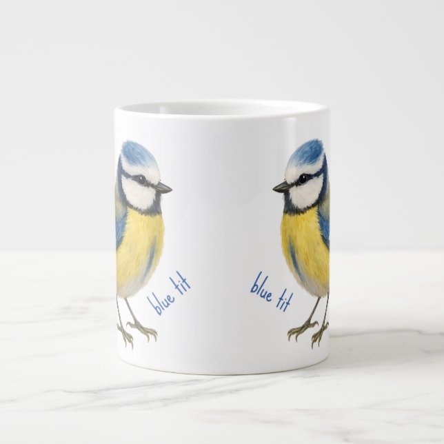 Grande Tasse Bird Blue Tit Mug, Watercolour Garden Bird Art (Devant)