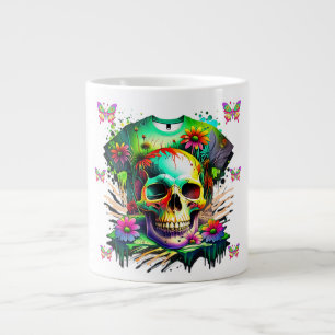 Grande Tasse Bizarre jusqu'à la fin - Crâne psychédélique et fl