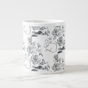 Grande Tasse Black Line Art jote Rabbit et Flower