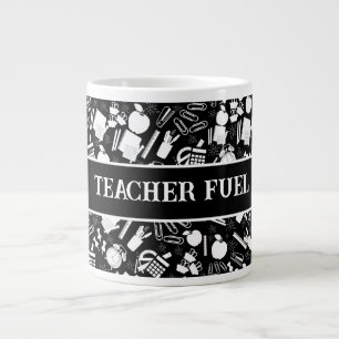 Grande Tasse Black White école Fournitures Motif EnseignantÉtud
