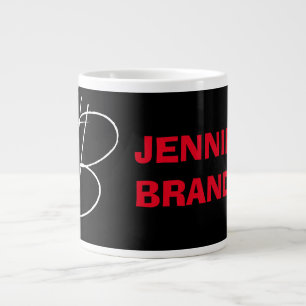 Grande Tasse Black White Red Handwriting Monogramme Ajouter un 