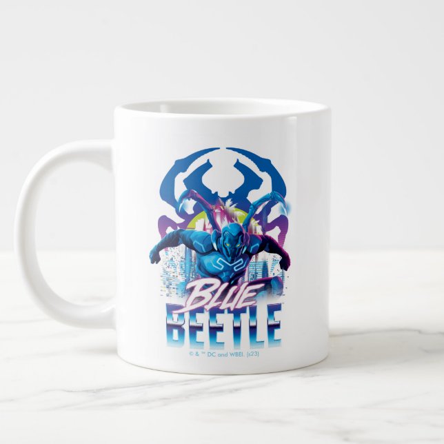Grande Tasse Bleu Beetle Rétrowave Ville coucher du soleil (Gauche)