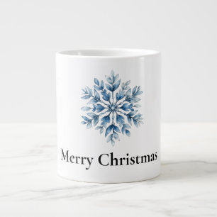 Grande Tasse Bleu blanc hiver Feu de neige Noël