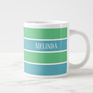 Grande Tasse Bleu et Vert rayures Jumbo Mug
