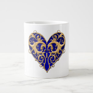 Grande Tasse Bleu Filigree Coeur Mug