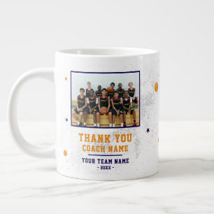 Grande Tasse Bleu Merci Coach Nom de l'équipe et Photo de l'équ