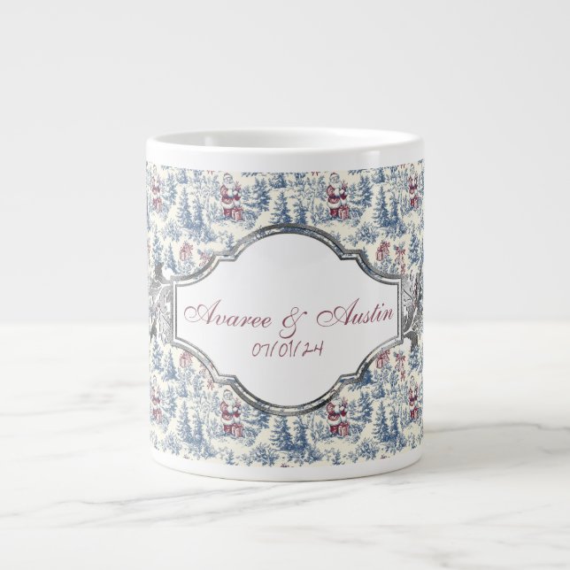 Grande Tasse Bleu Noël Chinoiserie Nouveaux mariés (Devant)