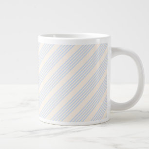 Grande Tasse Bleu pâle et beige cinq rayures motif
